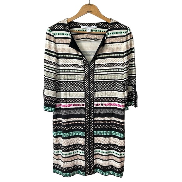 Diane Von Furstenberg | Women’s black/cream/multi geometric silk jersey dress 10 - Picture 1 of 12